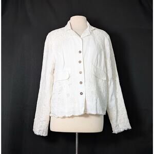 Sundance Jacket White Eyelet Rosette Lace Raw Hem Misses Size XL